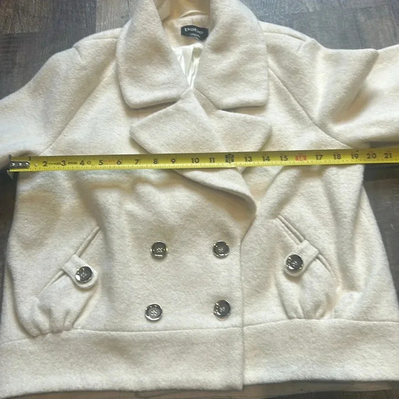 Bebe Women’s Linda Wool Blend Double Breasted Fully Lined Ivory Coat Size M - Picture 6 of 11